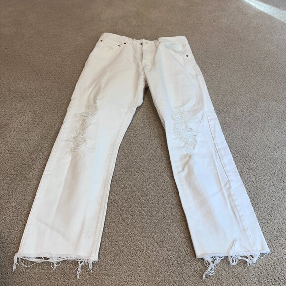 Levi’s Jeans 501 Premium White High Rise Straight Leg Boho Sz 31 #PC9-36200-0216 - Picture 6 of 16